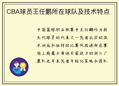 CBA球员王任鹏所在球队及技术特点